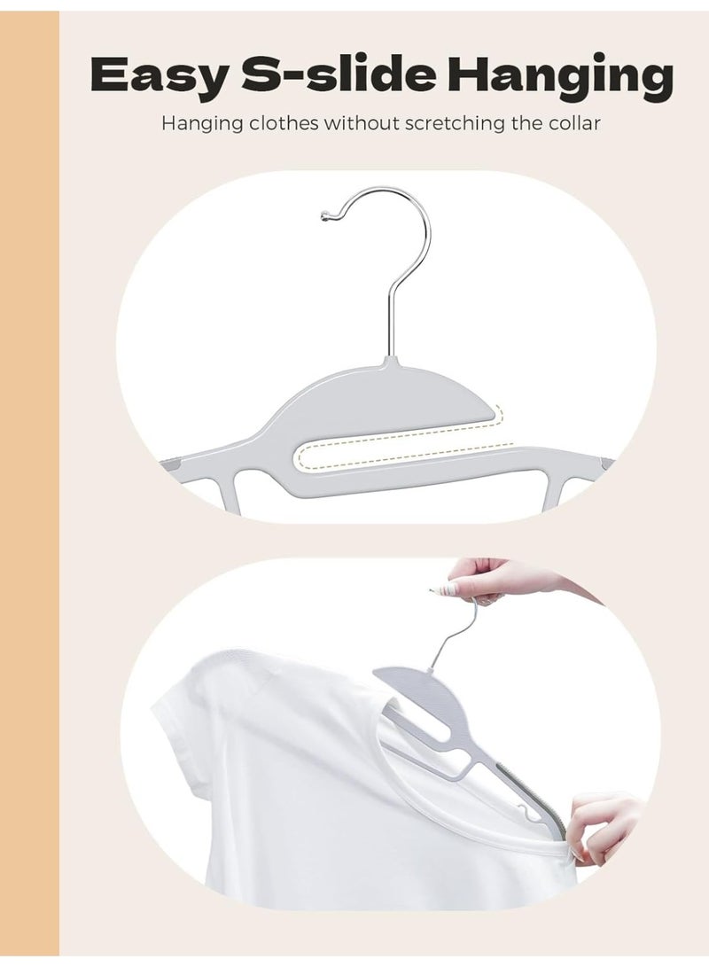 كيتشينو شماعات بلاستيكية ، 30 قطعة، رفيعة وموفرة للمساحة، شماعات ملابس غير قابلة للانزلاق مع وسادات مطاطية، شماعات معطف متينة للخزانة، شماعات على شكل حرف S للقمصان والبدلات والسراويل والتنورة - Image 5